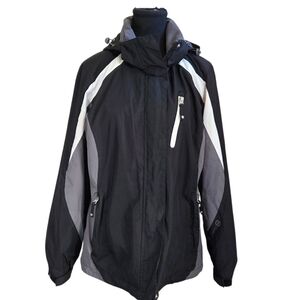 Radiance Women's Black and Gray Hooded Jacket Size Med